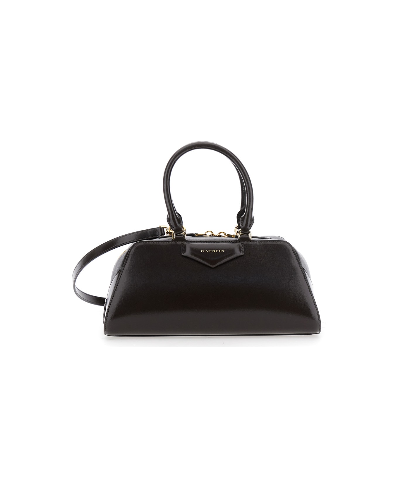 Givenchy 
antigona East West
 Brown Small Handbag With Adjustable And Removable Shoulder Strap And Logo Lettering On The Front In Leather Woman - Brown