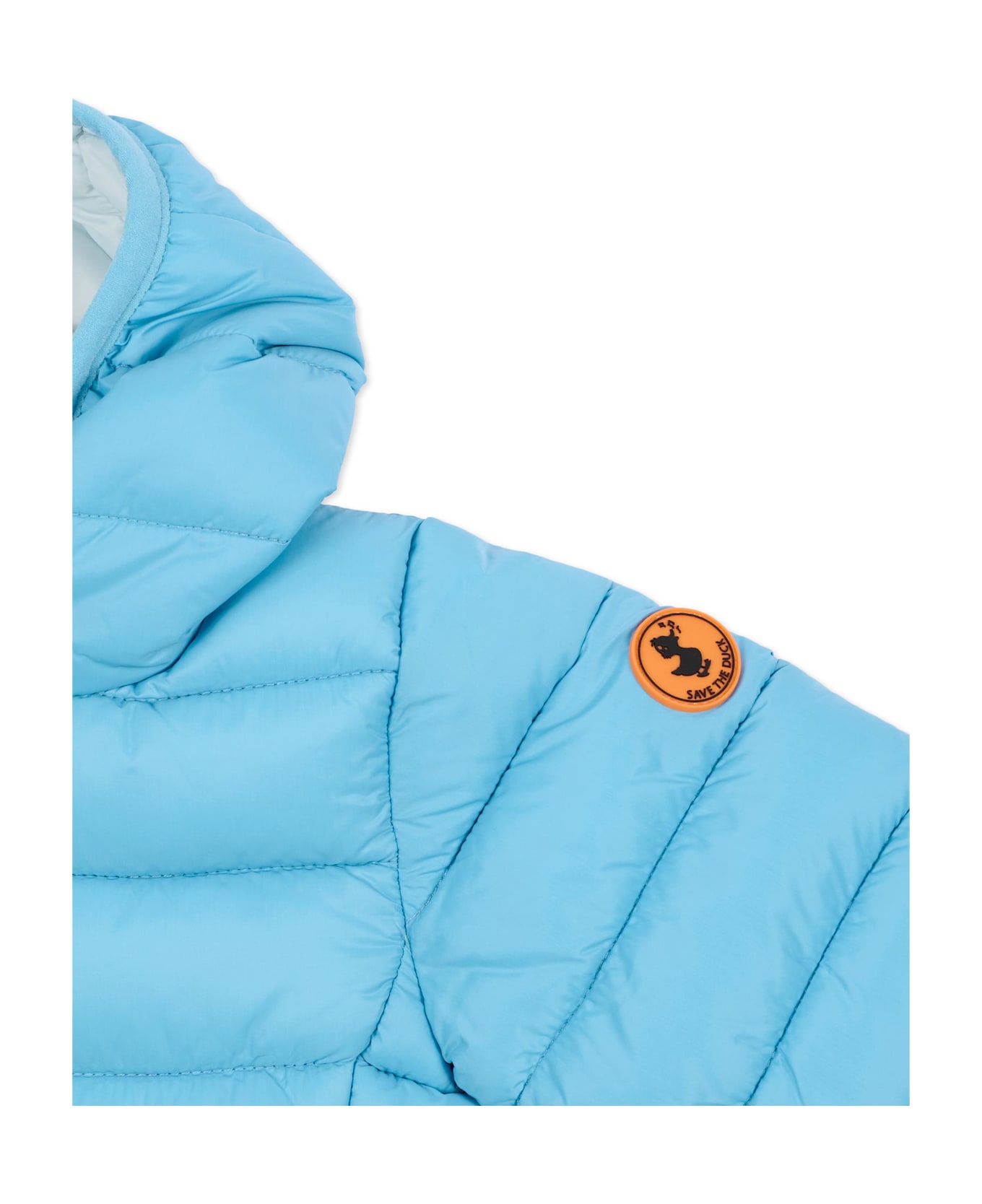 Save the Duck Light Blue Down Jacket For Baby Boy With Logo - Blue