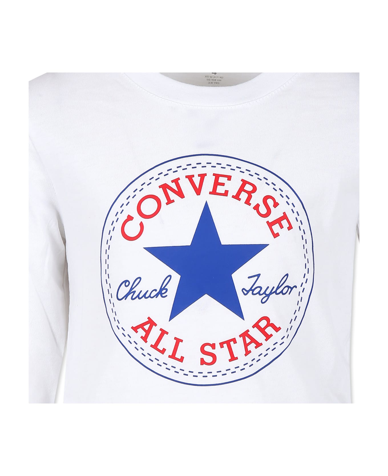 Converse White T-shirt For Kids With Logo - White
