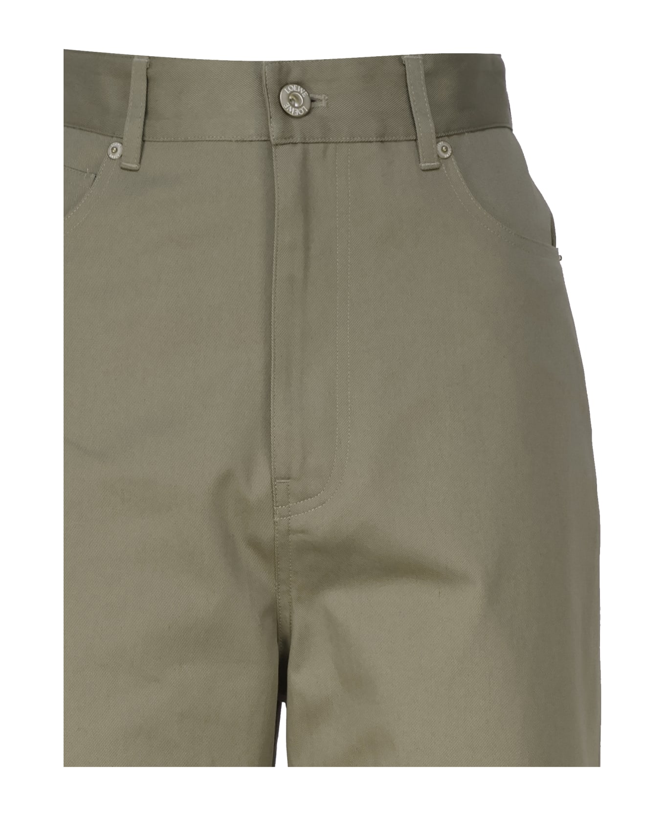Loewe Logo Patch High-waisted Trousers - Military green