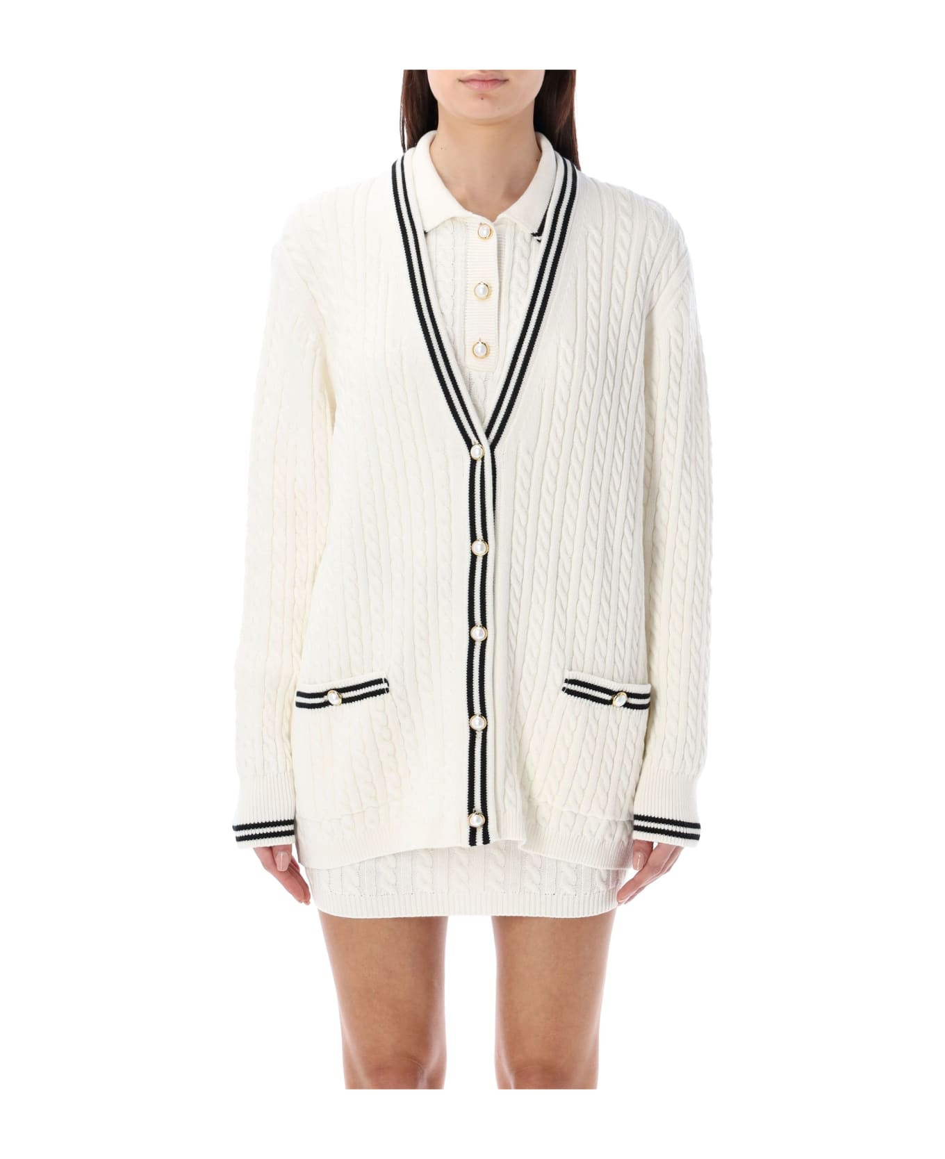 Alessandra Rich Knitted Cardigan - WHITE カーディガン