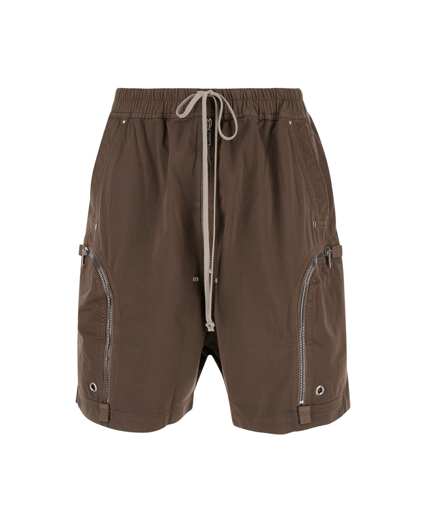 DRKSHDW 'bauhaus' Brown Bermuda Shorts With Zip Pockets In Cotton Man - Beige