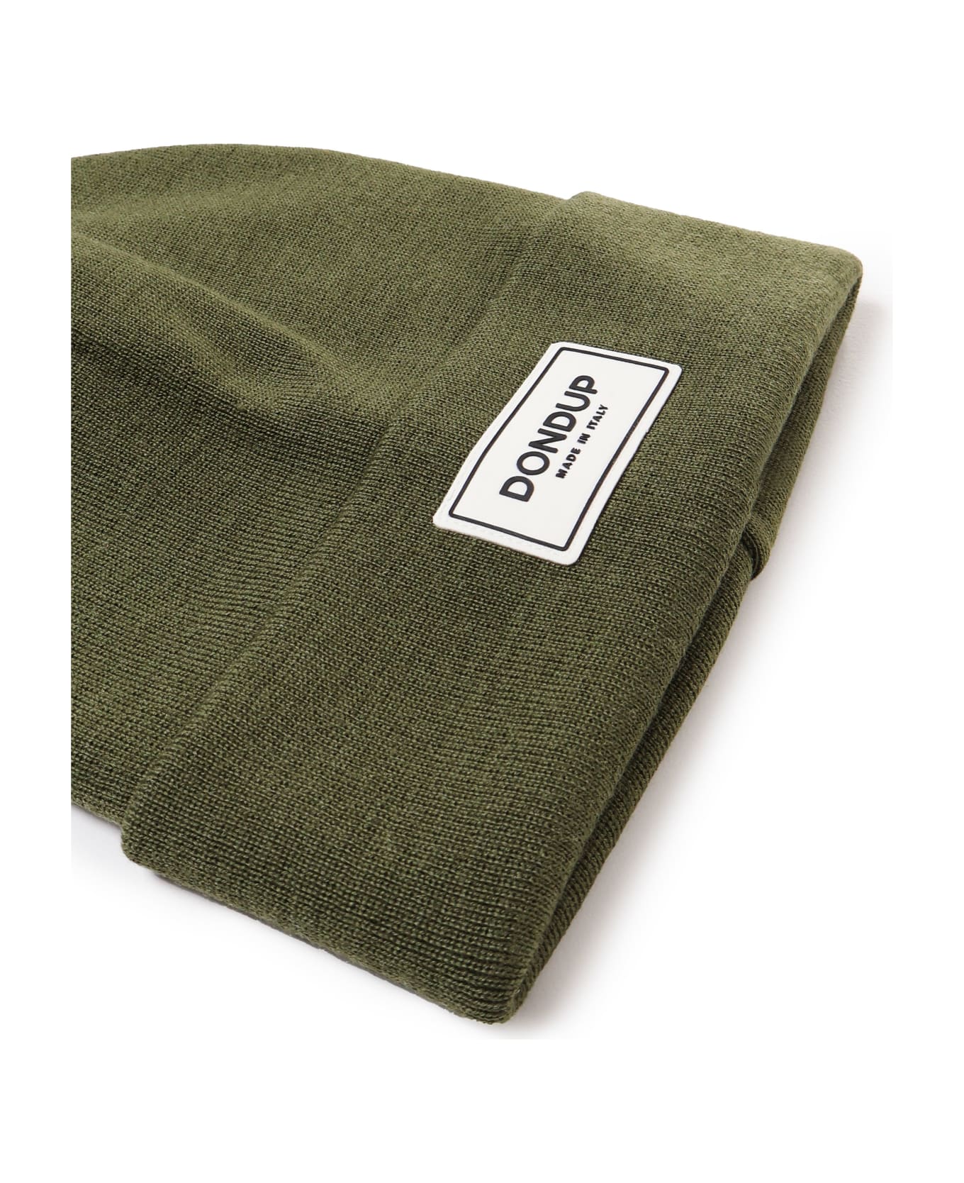 Dondup Beanie Hat With Applied Logo - ARMY