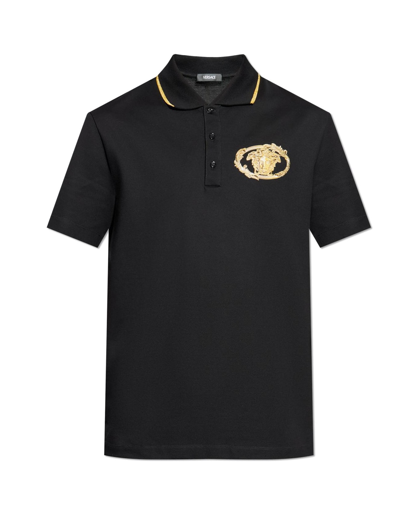 Versace Polo With Logo - BLACK