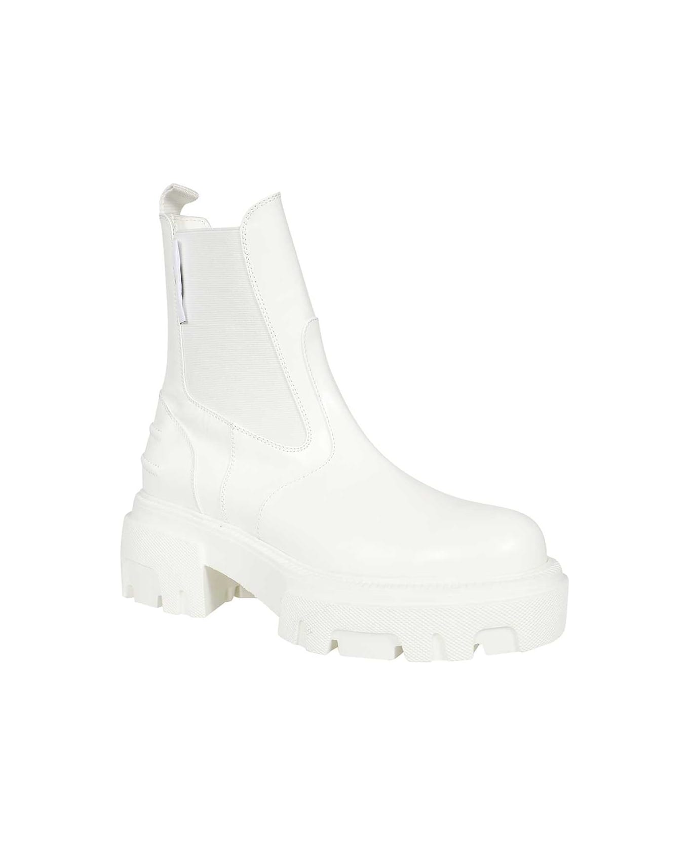 MSGM Leather Ankle Boots - White