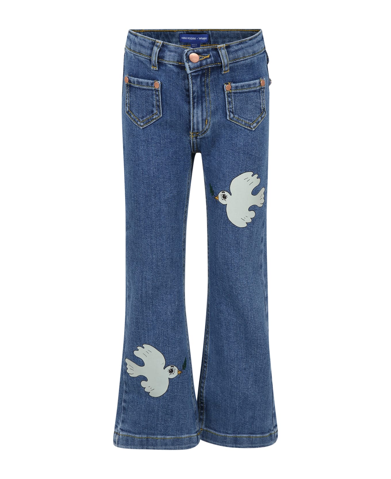 Mini Rodini Blue Jeans For Girl With Dove - Denim