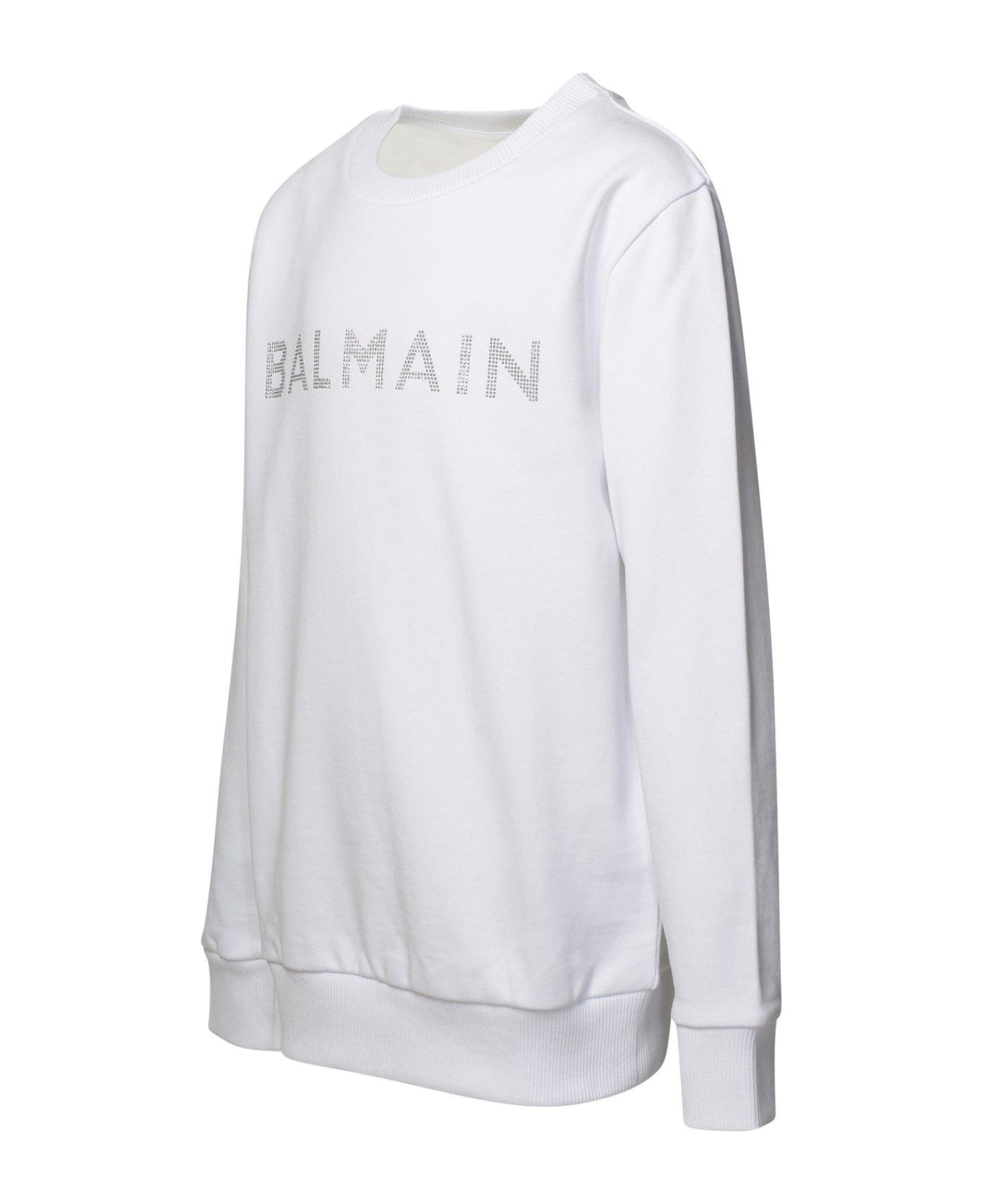 Balmain Logo Embellished Crewneck Sweatshirt - White/silver ニットウェア＆スウェットシャツ