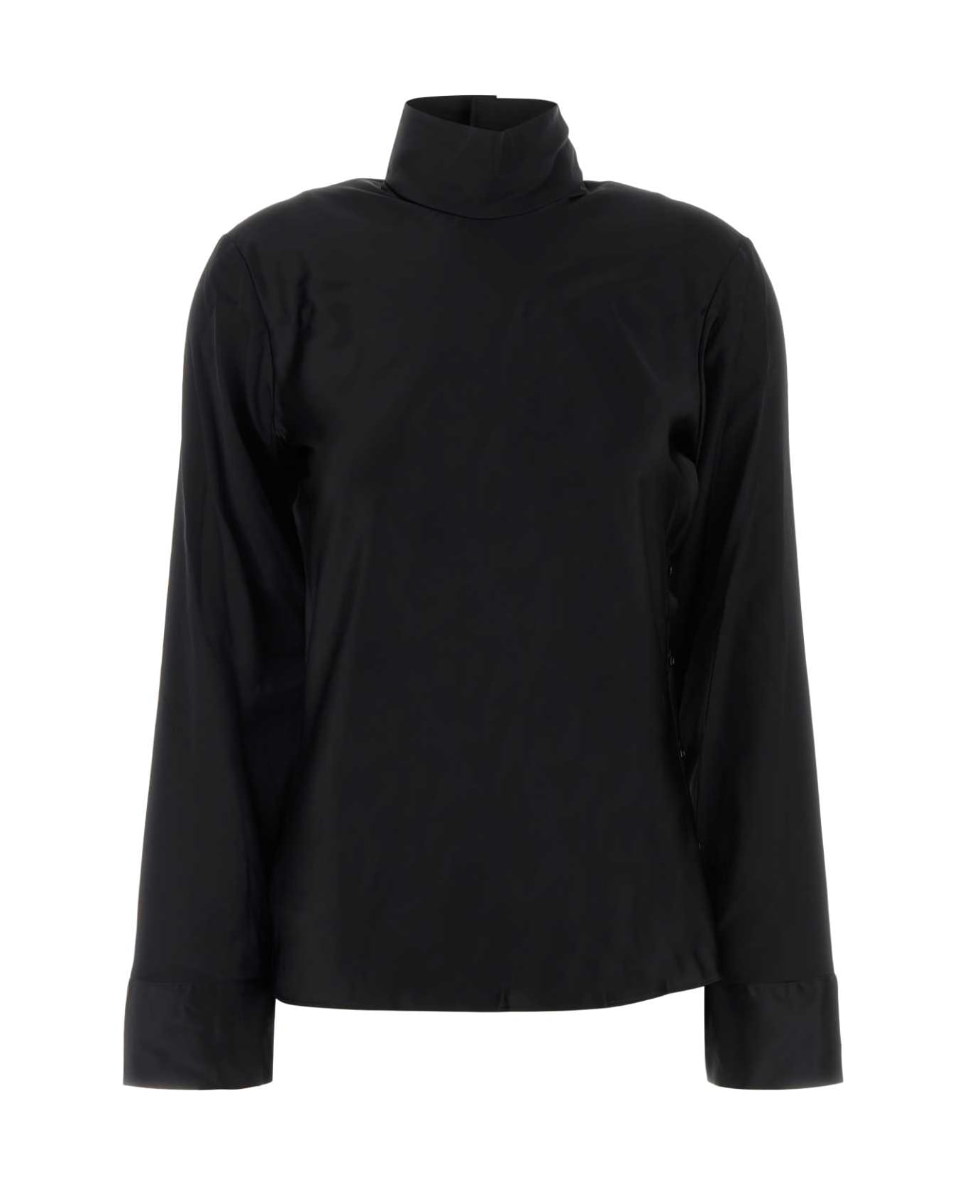 Courrèges Black Stretch Satin Top - Black