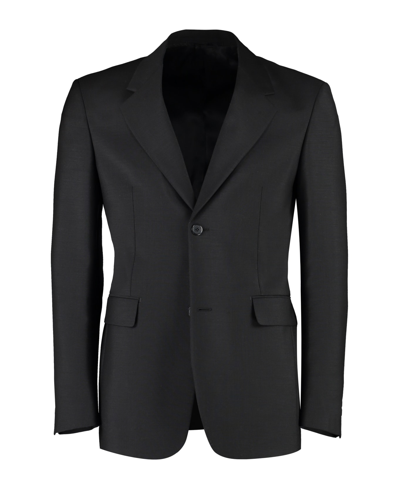 Prada Padded Shoulders Wool And Mohair Blazer - black