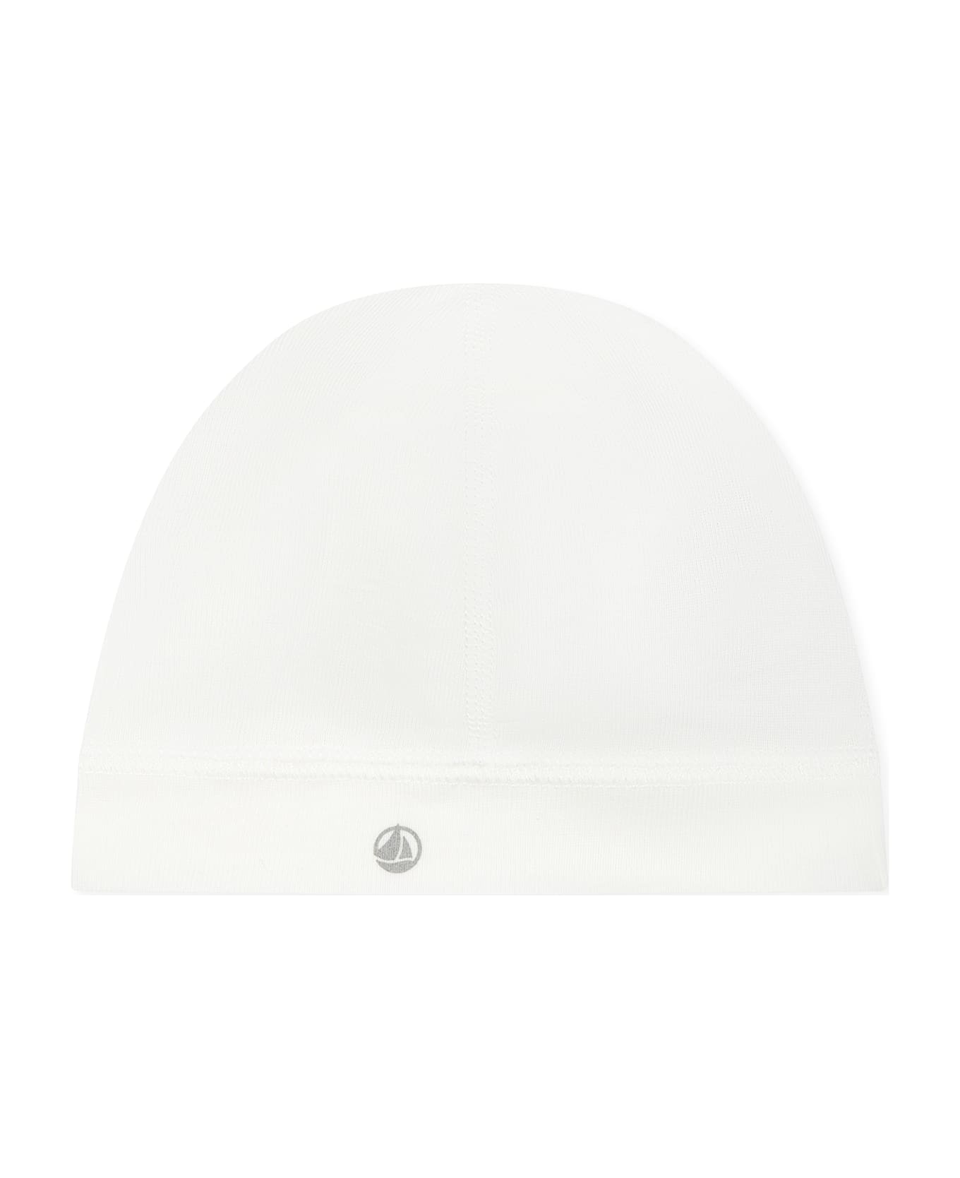 Petit Bateau White Hat For Babykids With Logo - White