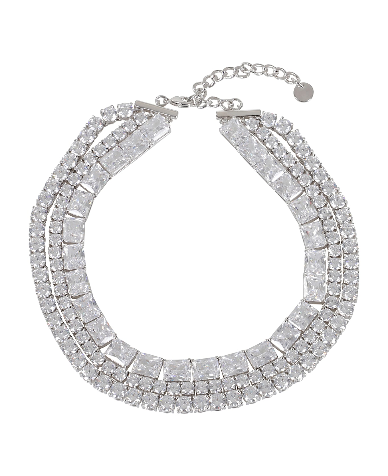 self-portrait Multi Crystal Choker - Silver 