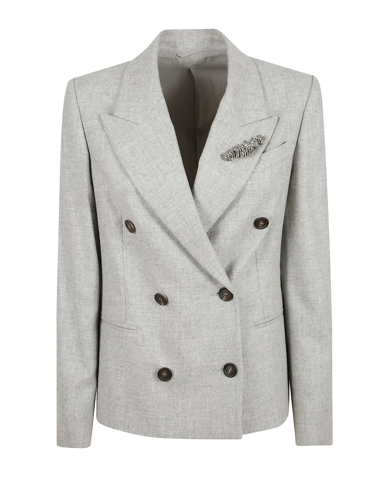 Brunello Cucinelli Double-breasted Flannel Jacket - Light Grey