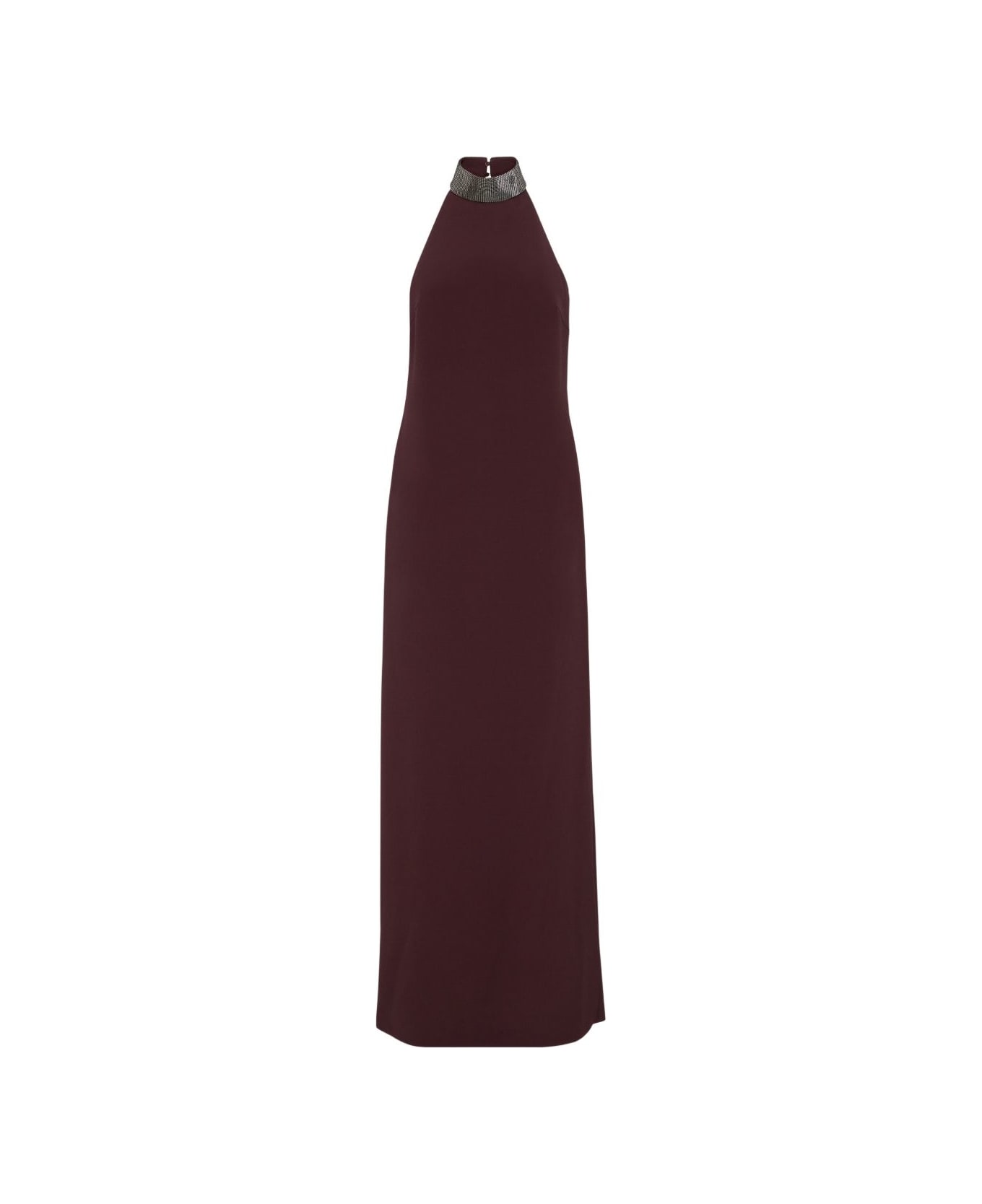 Brunello Cucinelli Silk Blend Maxi Dress - Bordeaux