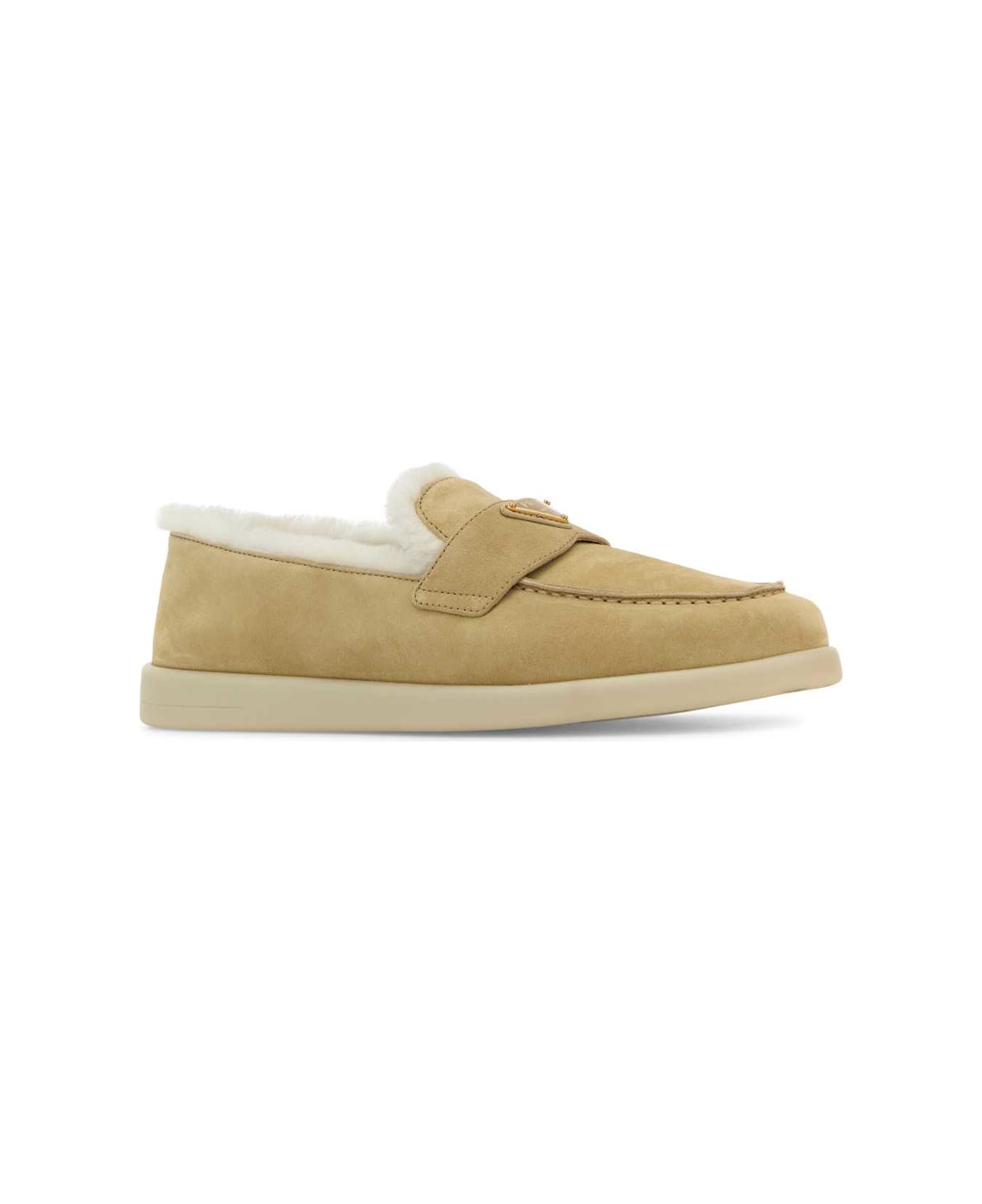 Prada Beige Suede Loafers - ECRU'