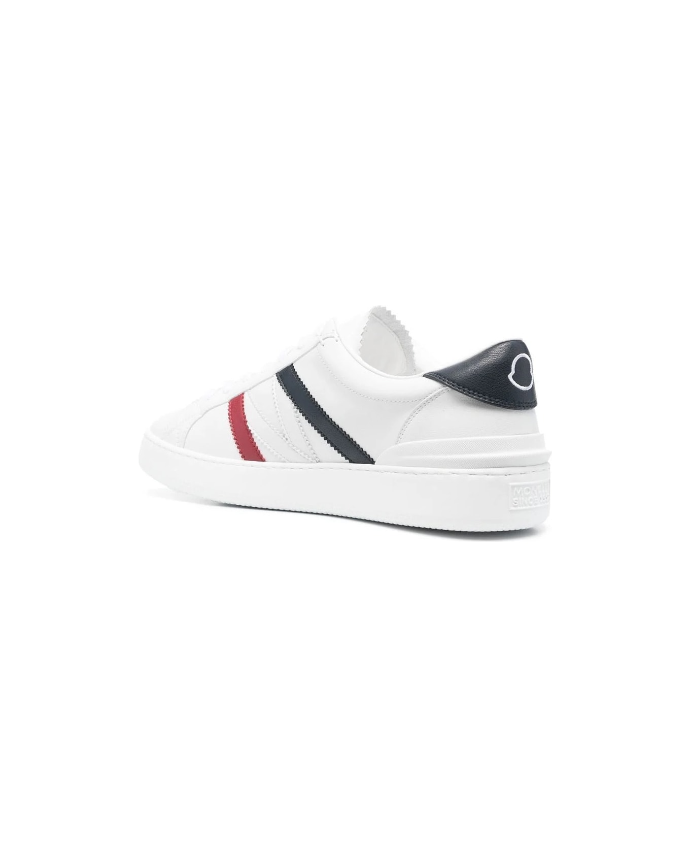 Moncler Monaco M Sneakers In White, Blue And Red - White