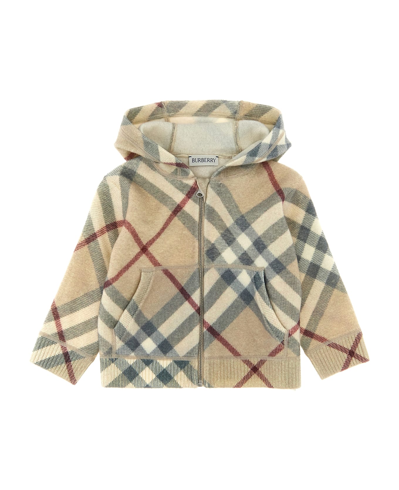 Burberry Check-hooded Cardigan - Beige