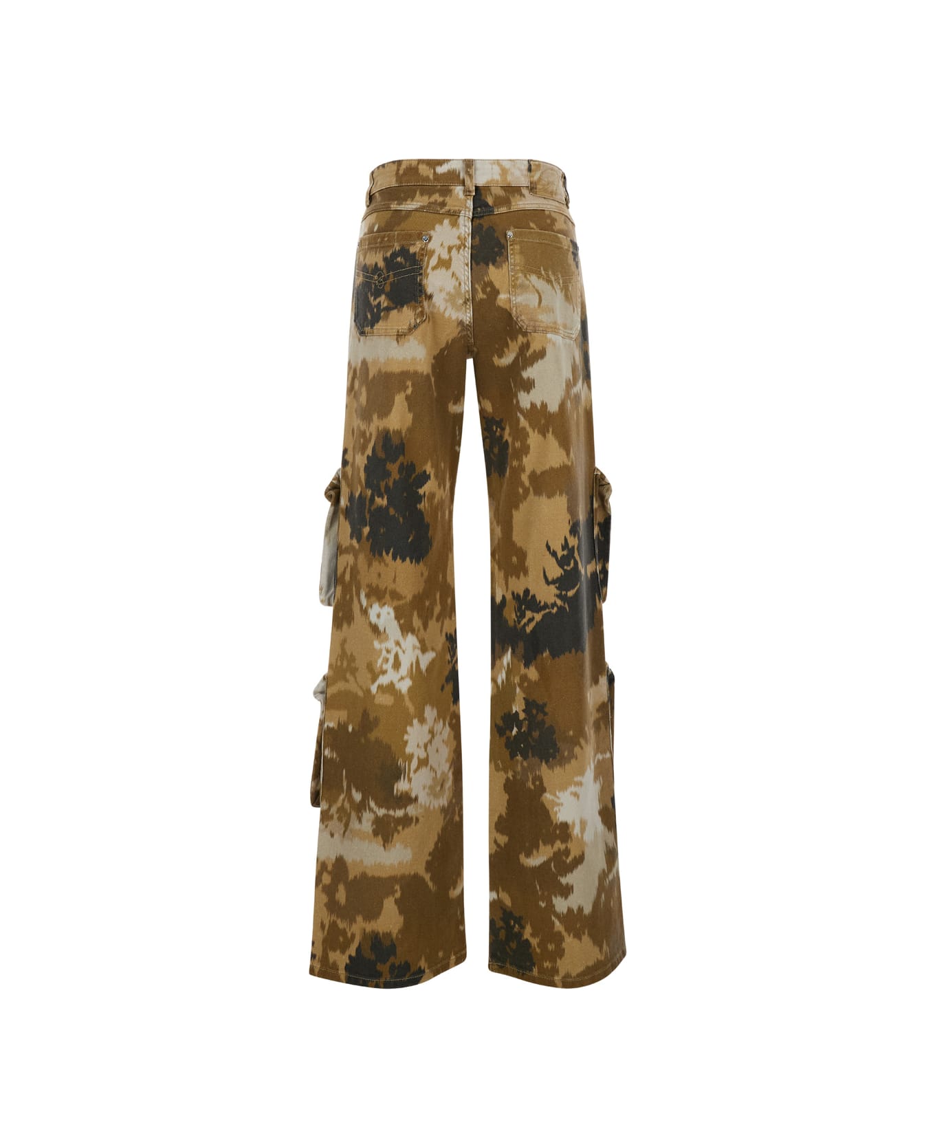 Blumarine Brown Cargo Pants With Camouflage Motif In Stretch Cotton Woman - Brown ボトムス