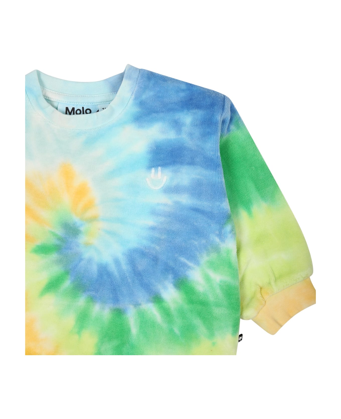 Molo Light Blue Sweatshirt For Babykids With Smiley - Multicolor ニットウェア＆スウェットシャツ