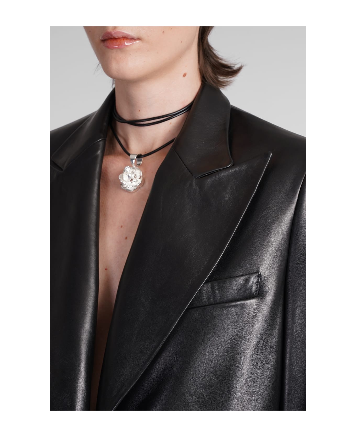 Magda Butrym Blazer In Black Leather - Black