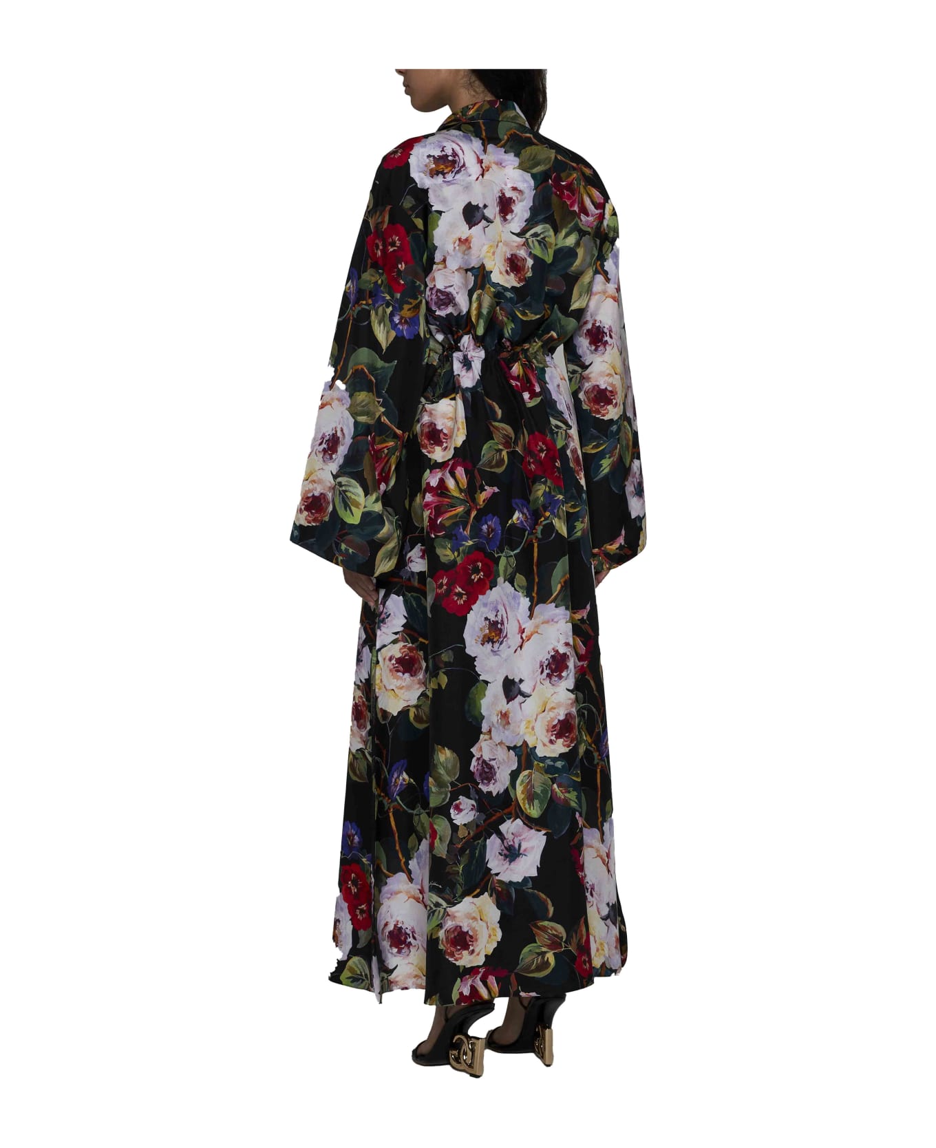 Dolce & Gabbana Silk Dress - Roseto fdo nero ワンピース＆ドレス
