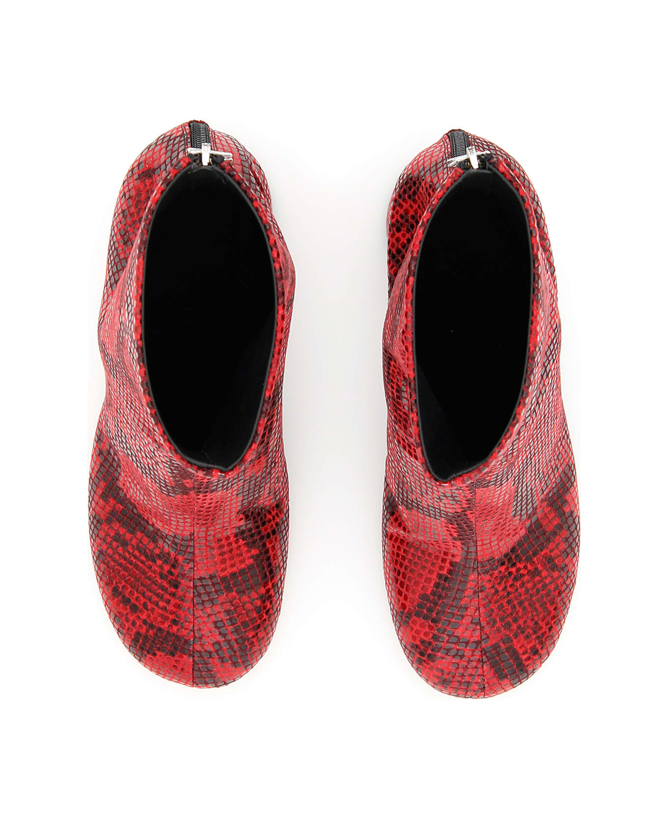 Maison Margiela Python Print Booties - RED|Rosso