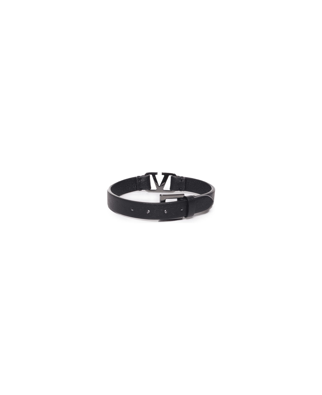 Valentino Garavani Vlogo Leather Bracelet - Black