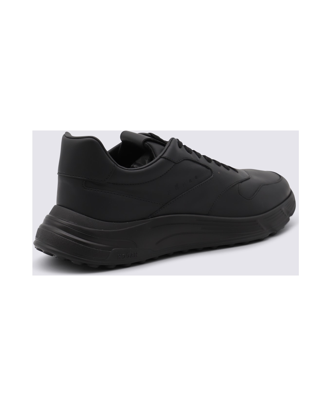 Hogan Black Leather Sneakers - Black
