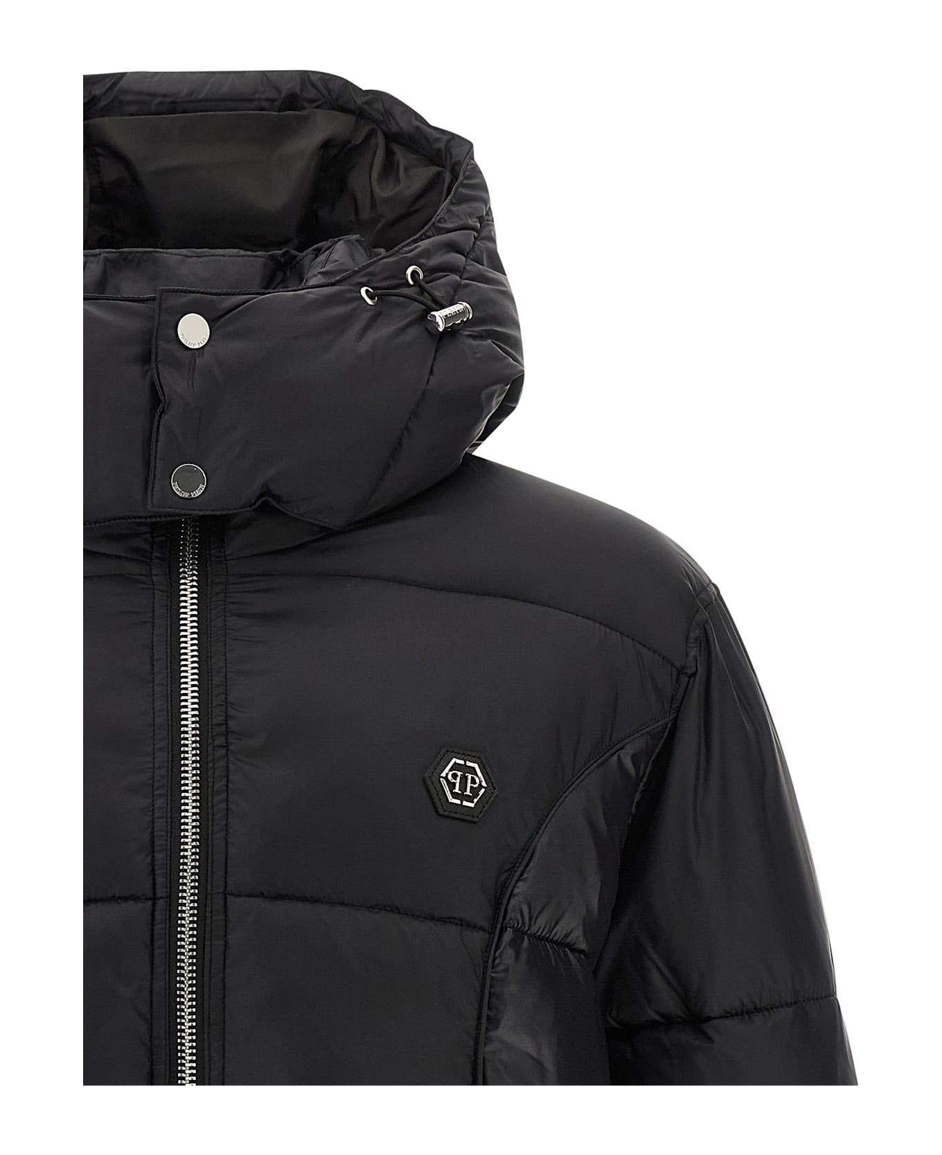Philipp Plein Logo Patch Down Jacket - BLACK