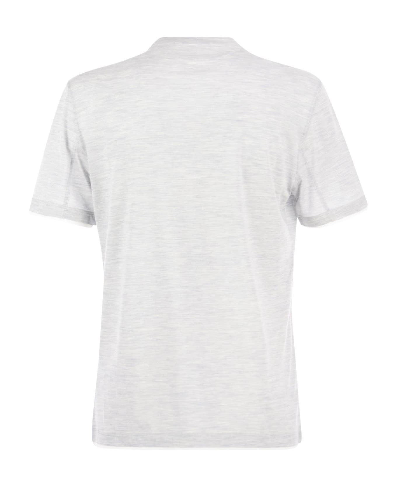 Brunello Cucinelli Slim Fit Crew-neck T-shirt In Lightweight Cotton Jersey - Pearl シャツ