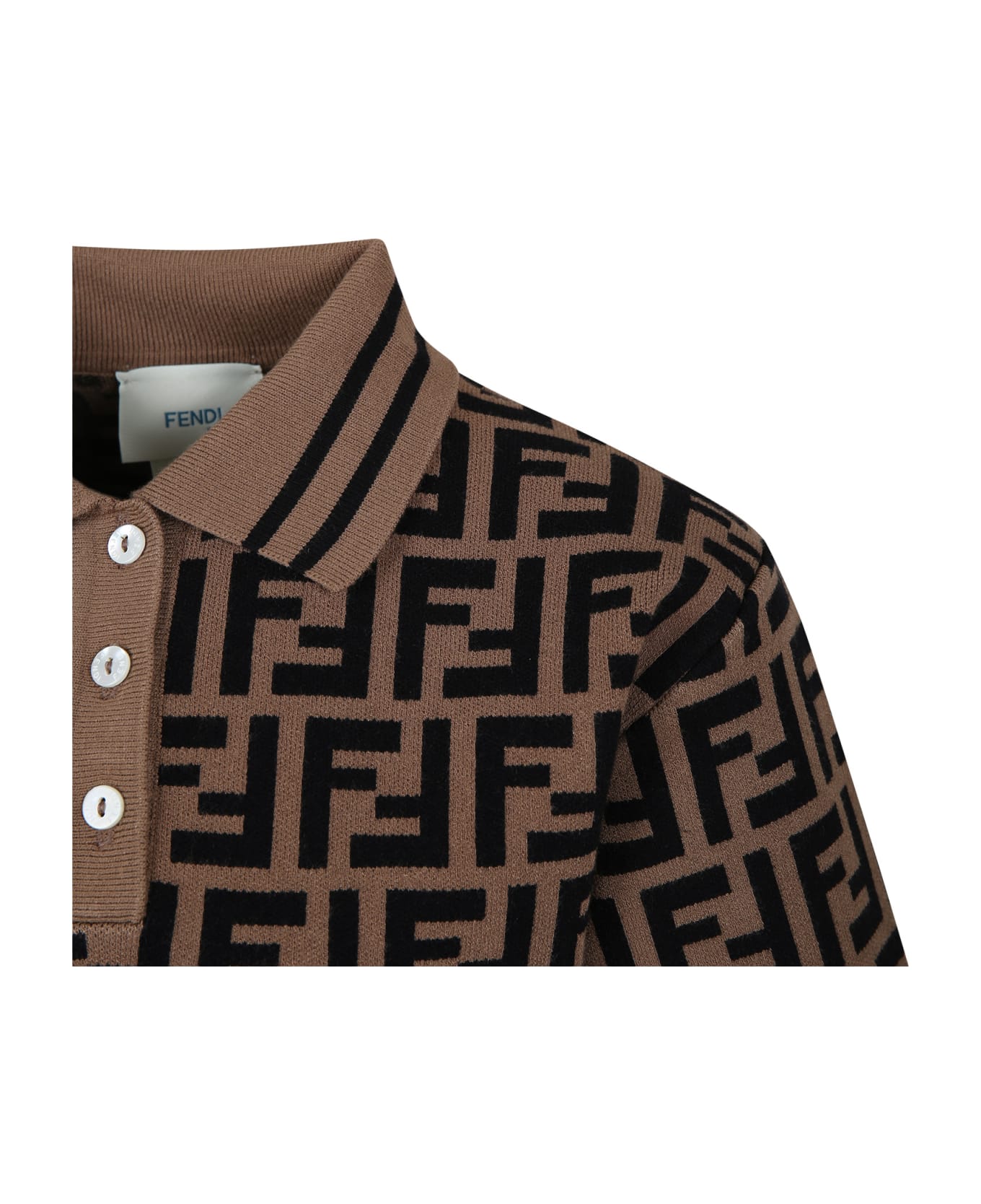 Fendi Brown Dress For Girl With Ff - Marrone