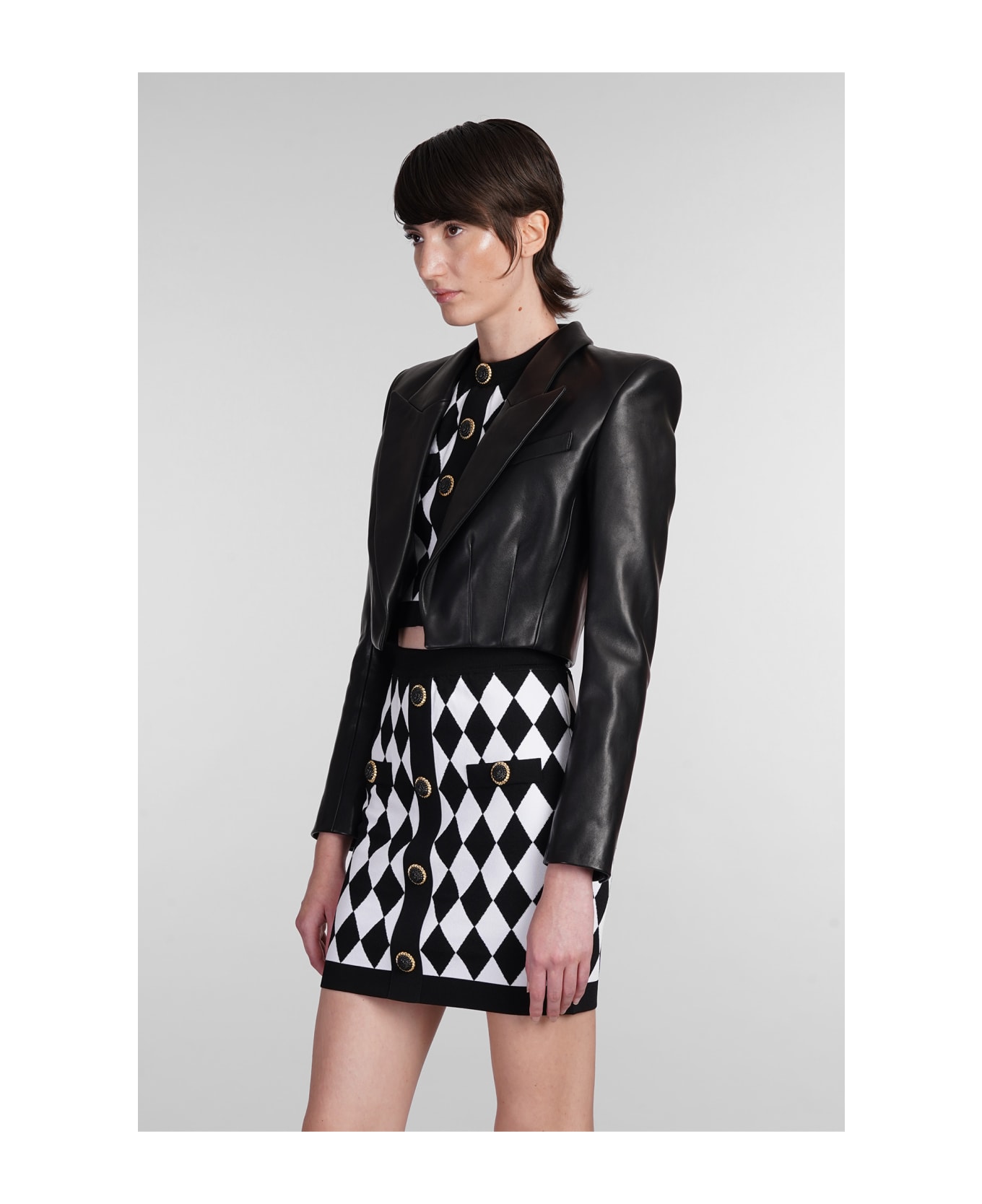 Balmain Blazer In Black Leather - black