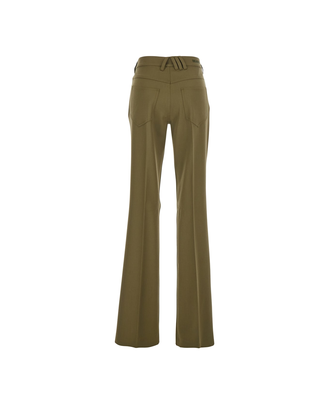 The Attico Green Trousers With Belt Loops And Logo On The Back In Fabric Woman