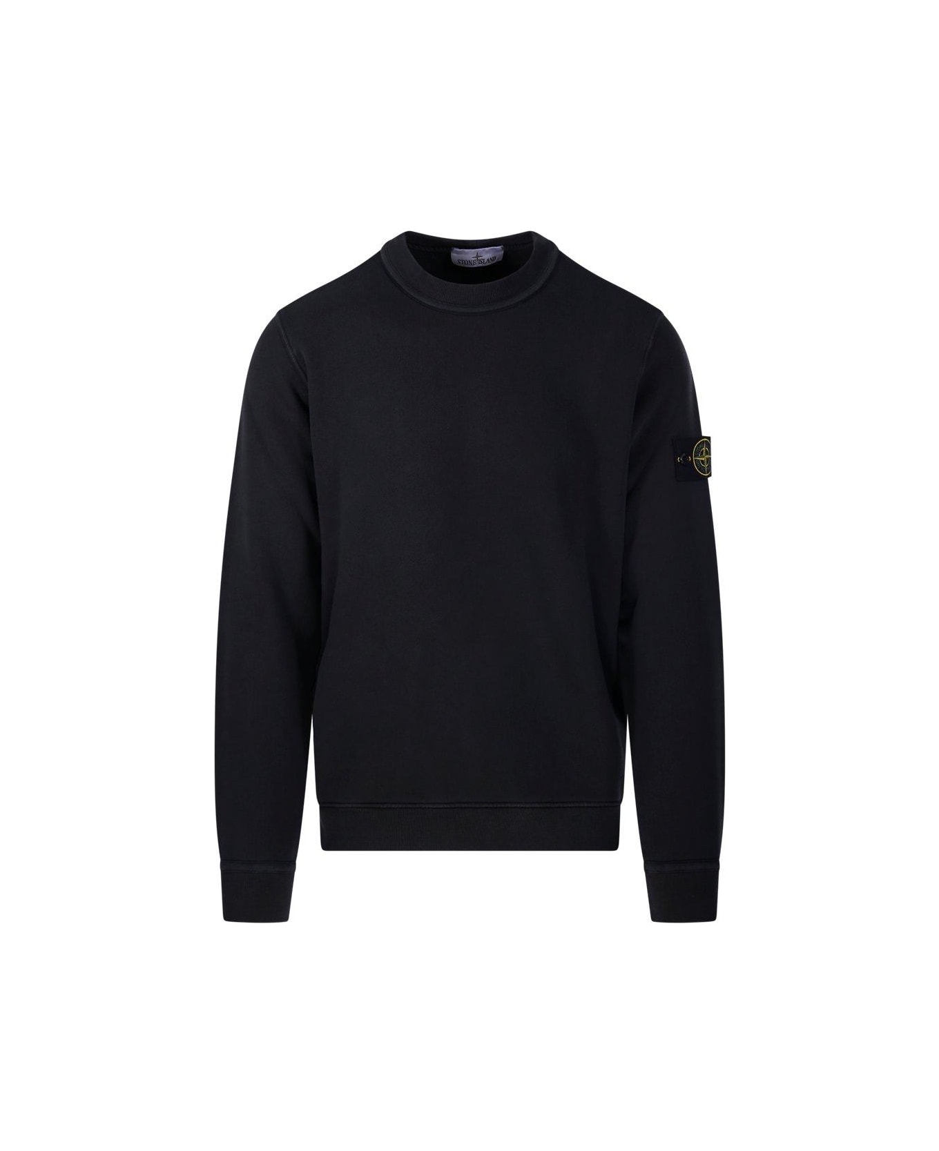 Stone Island Logo Patch Crewneck Sweatshirt - Black