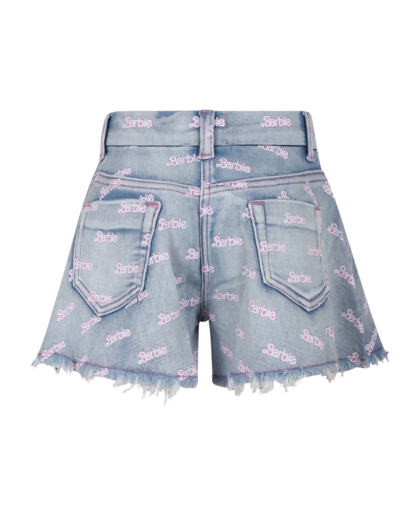 Monnalisa Blue Shorts For Girl With All-over Writing - NAVY
