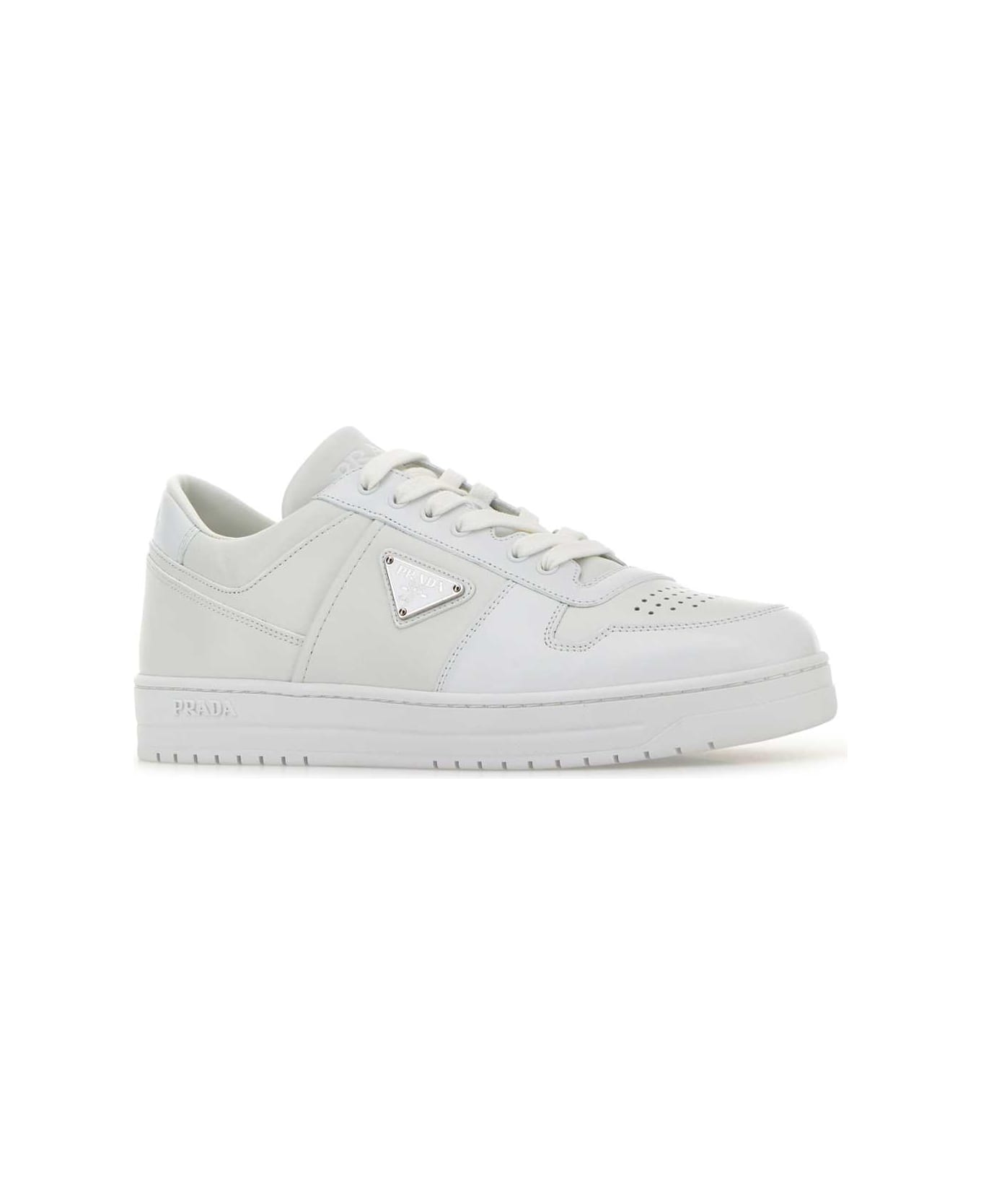 Prada White Leather Downtown Sneakers - BIANCO