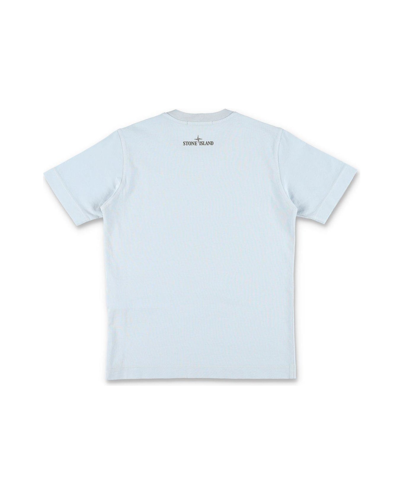 Stone Island Junior Compass Printed Crewneck T-shirt - Clear Blue