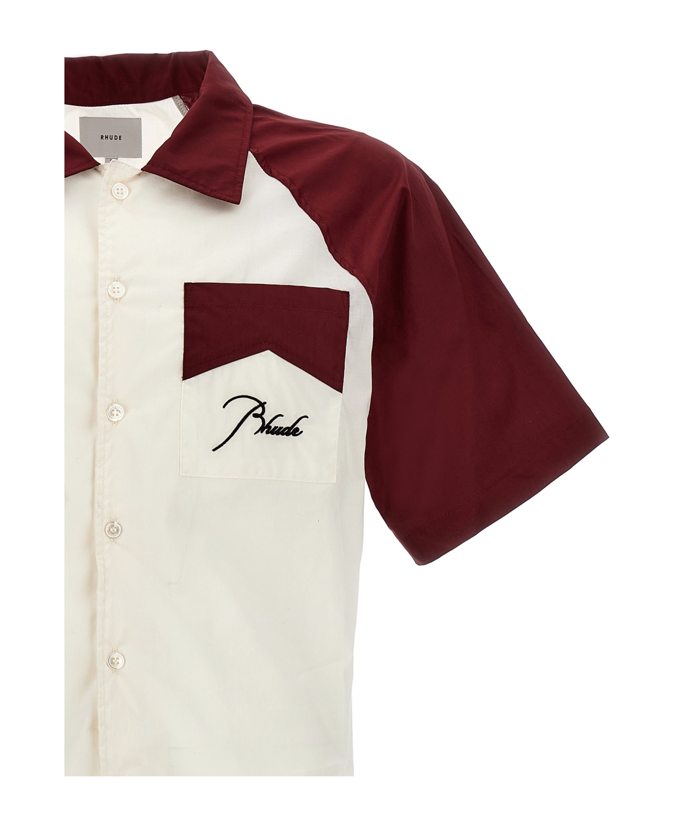 Rhude Logo Embroidery Shirt - Maroon/creme