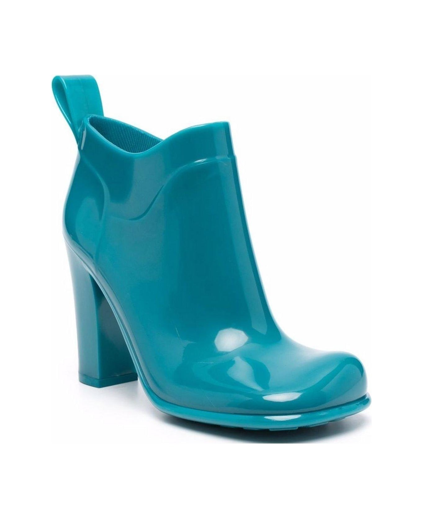 Bottega Veneta Shine Square Toe Ankle Boots - BLUE