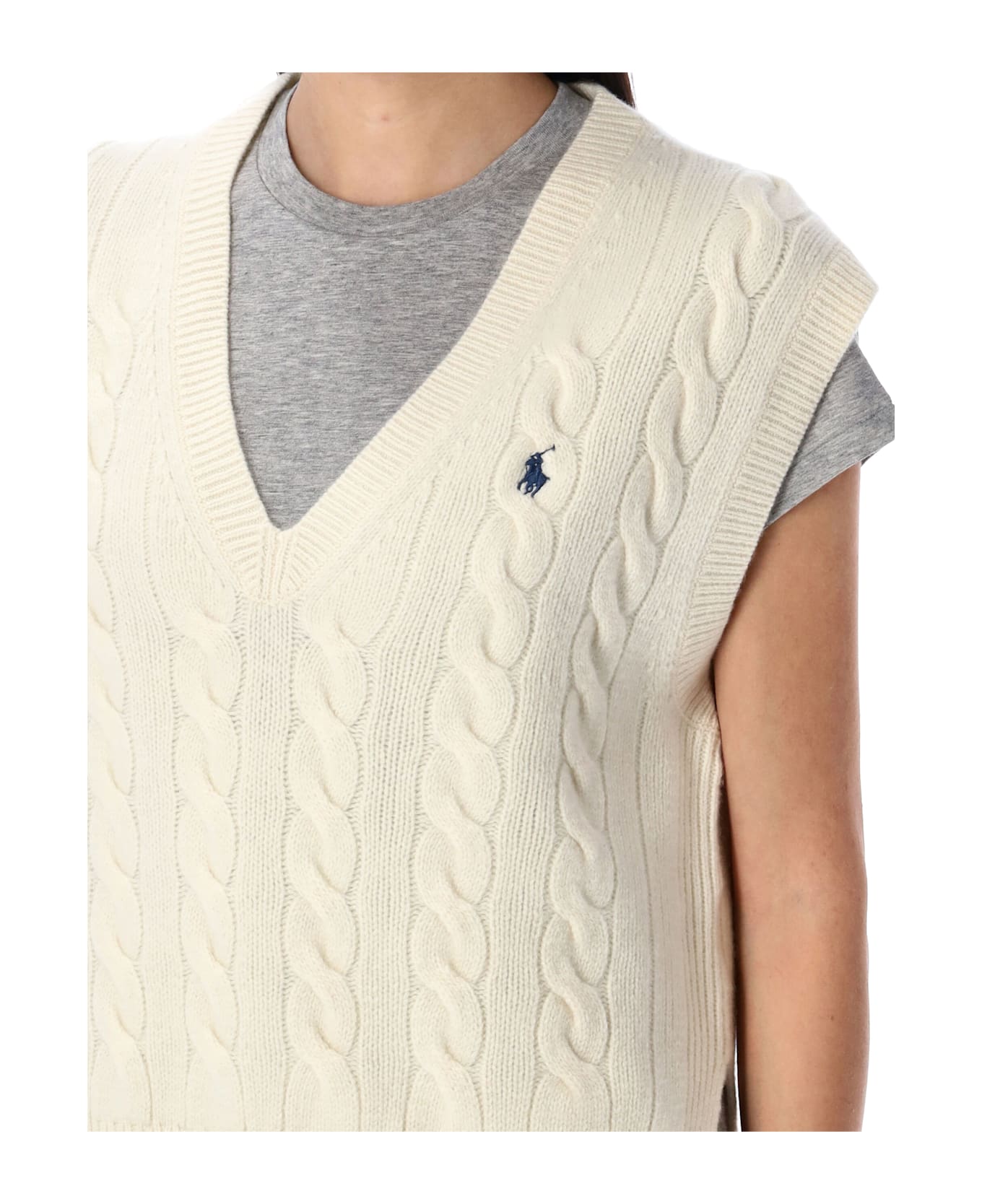 Ralph Lauren Cable Knit Sleeveless Jumper - AUTHENTIC CREAM