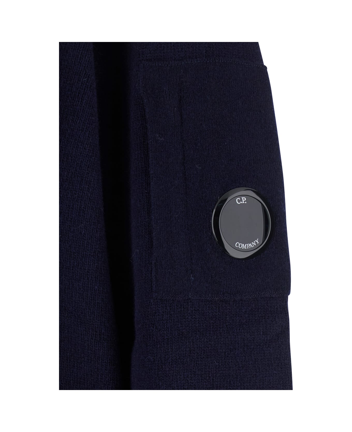 C.P. Company Blue Jacket With High Neck And Logo Plaque On The Sleeve In Wool Blend Man - Blu