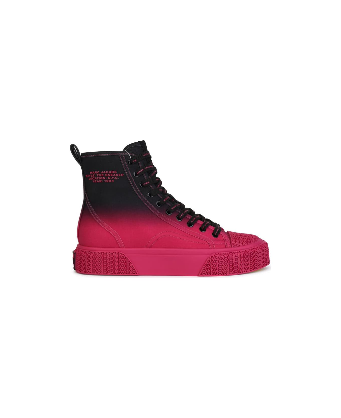 Marc Jacobs 'hight Top' Black And Fuchsia Tela Sneakers - BLACKHOTPINK