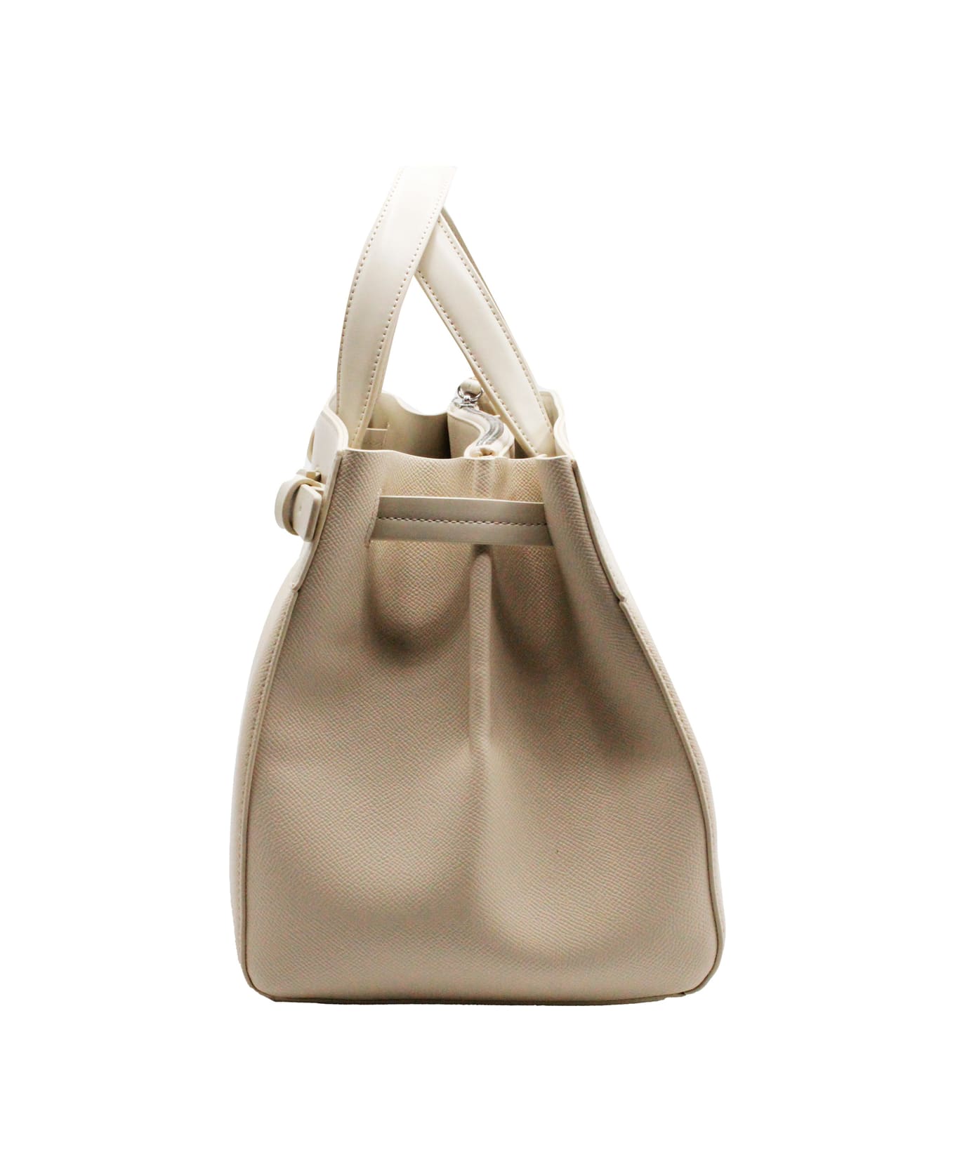 Armani Collezioni Eco Leather Shopping Bag With Double Compartment And Central Pocket Closed With Zip And Equipped With Shoulder Strap, Size 36x23x16 - Beige