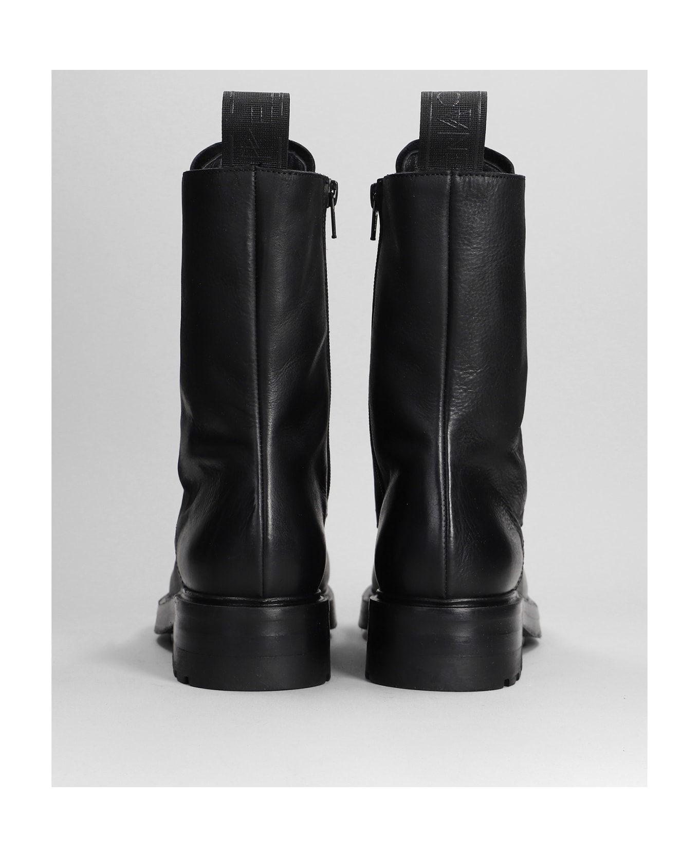 Elena Iachi Combat Boots In Black Leather - black