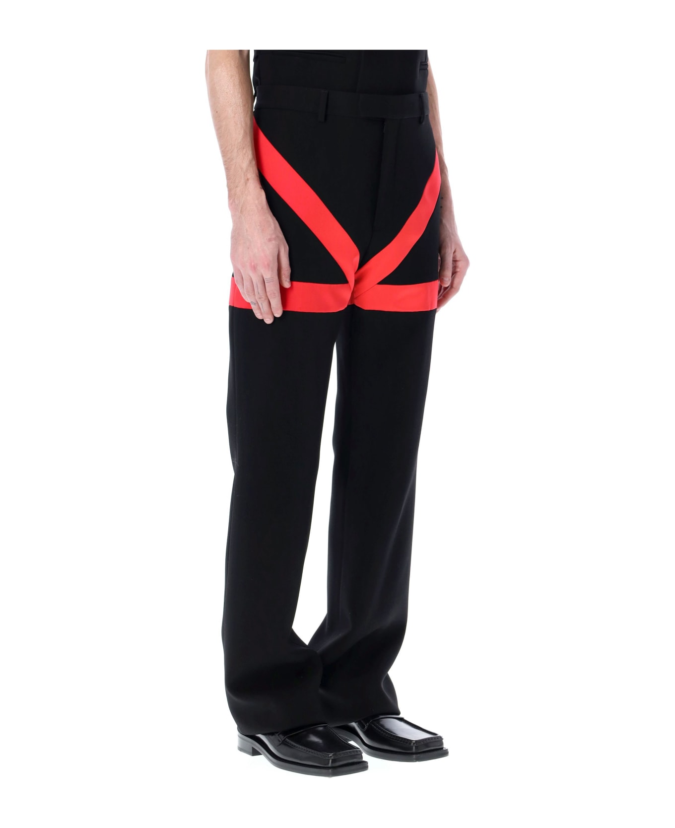 Ferragamo Tailored Pants With Inlays - BLACK RED ボトムス
