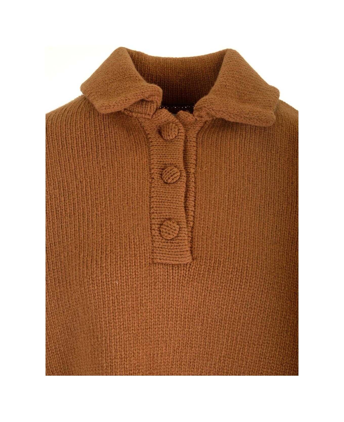 Dries Van Noten Knitted Cropped Sweater - Brown