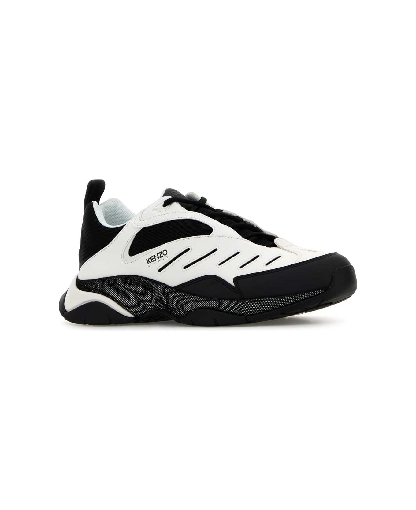 Kenzo Two-tone Fabric And Synthetic Leather Kenzo X-trainer Sneakers - BLANC