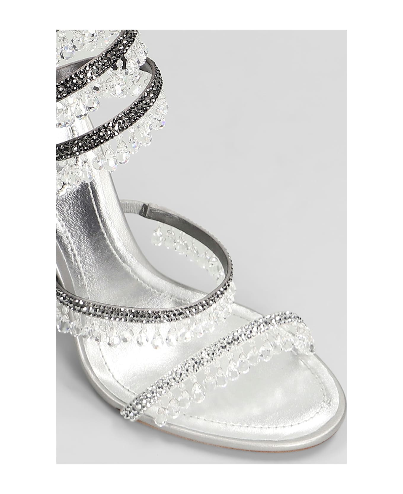 René Caovilla Chandelier Sandals In Silver Leather - silver
