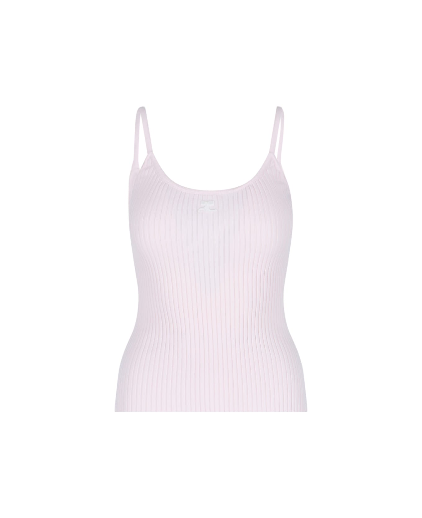 Courrèges Logo Ribbed Top - Pink