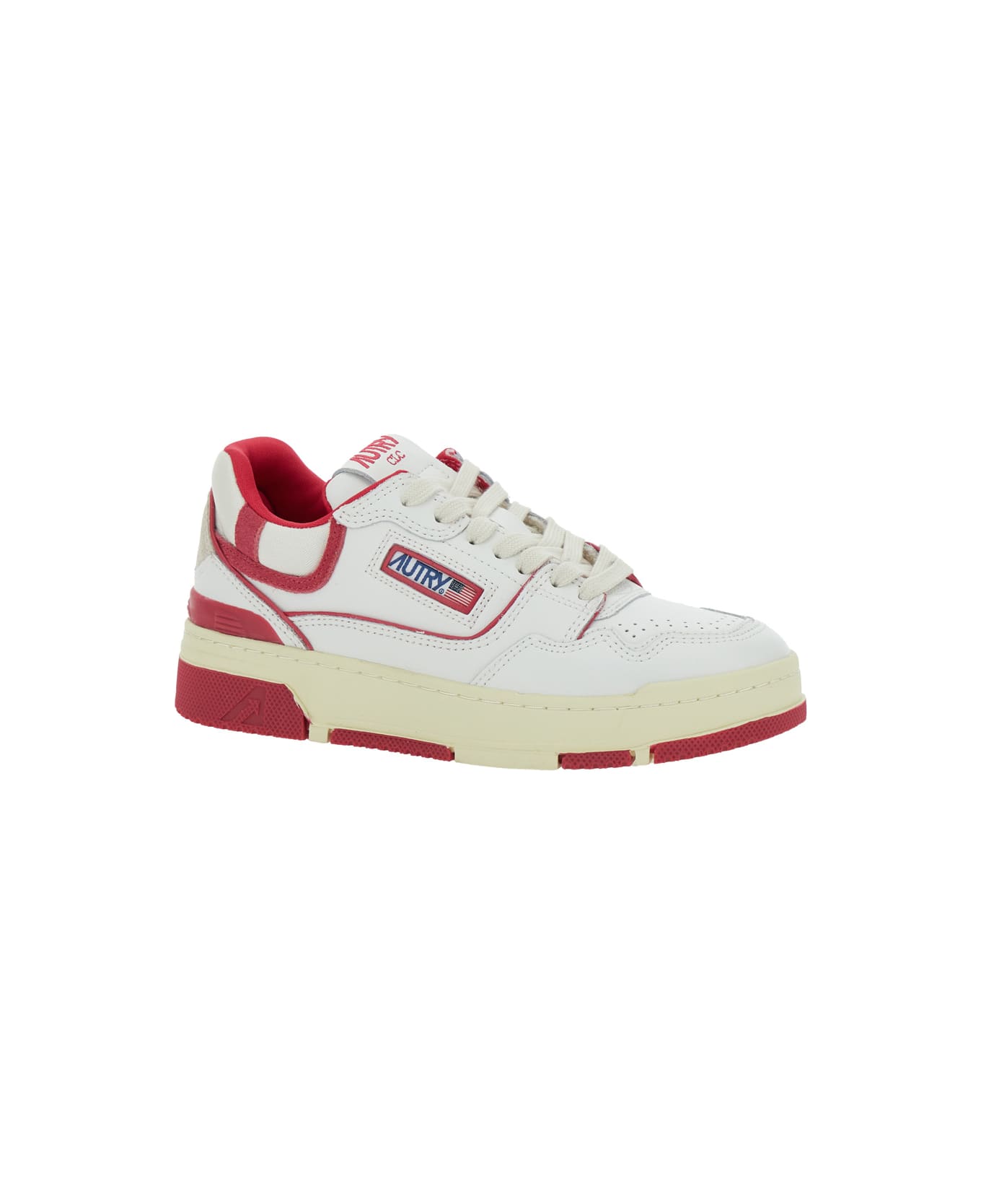 Autry 'clc' White Sneakers With Logo Patch On The Tongue And Logo Print On The Heel In Leather Blend Woman - White