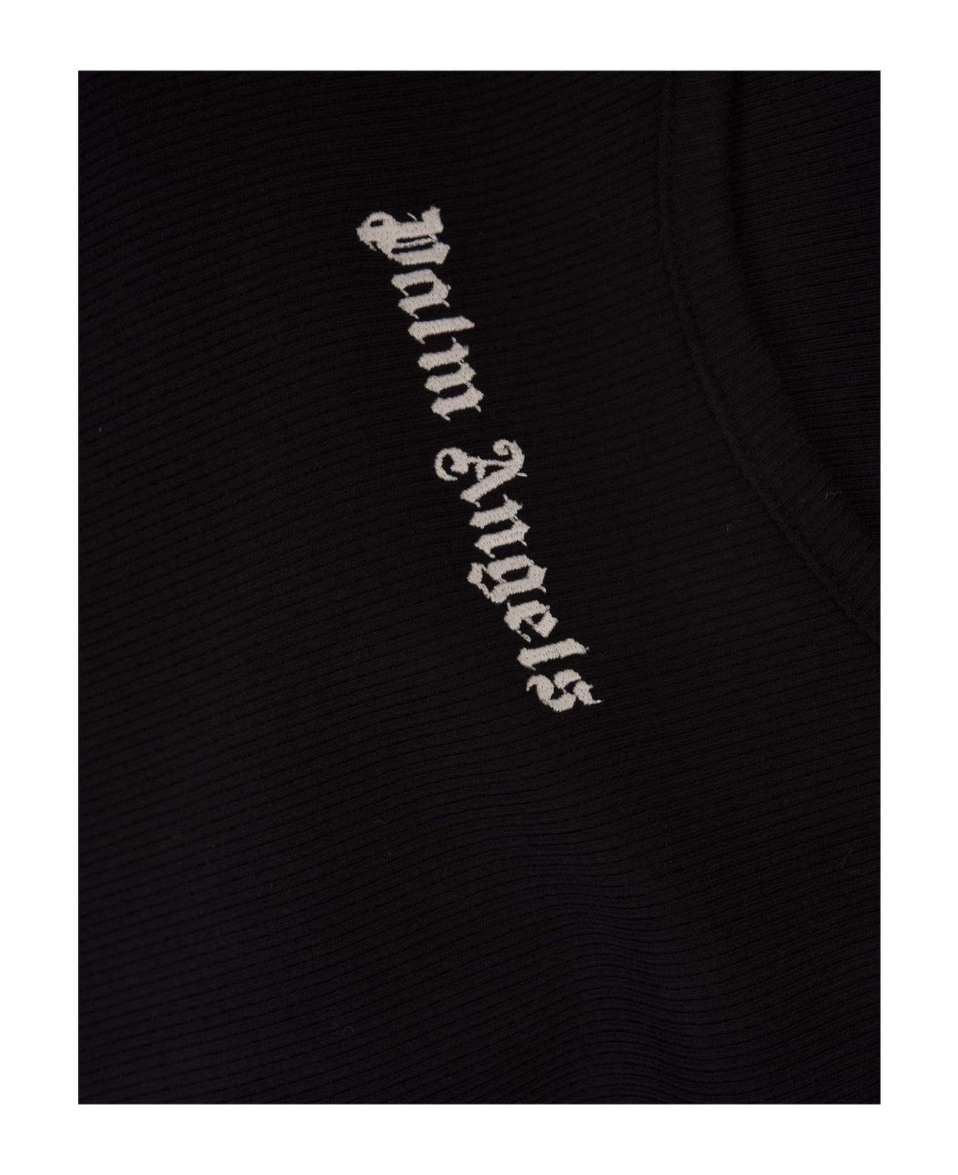 Palm Angels Black Embroidered Tank Top - Black